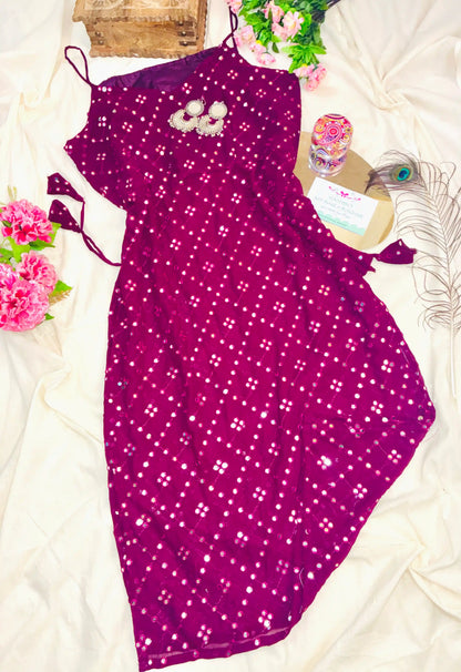 Gulnaz Wine Hand Embellished Kurta
