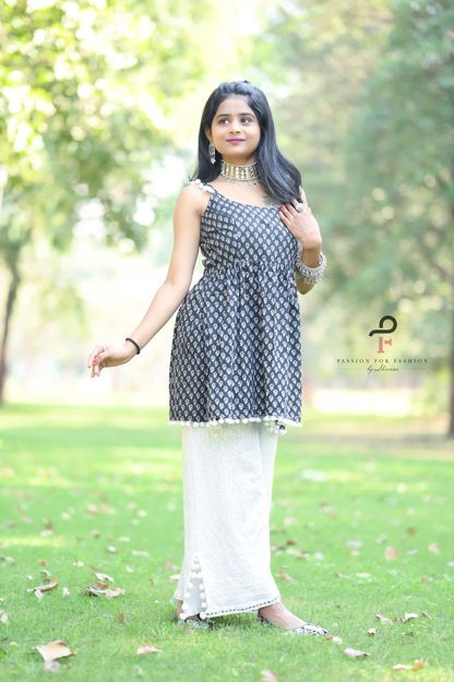 Block Black Hand Printed Peplum