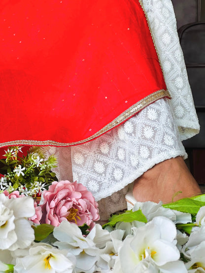 Hot Red Sequence Embroidered Gulnaz Kurta