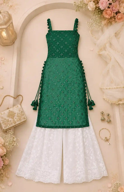 Shimmer Green Embroidered Gulnaz Kurta
