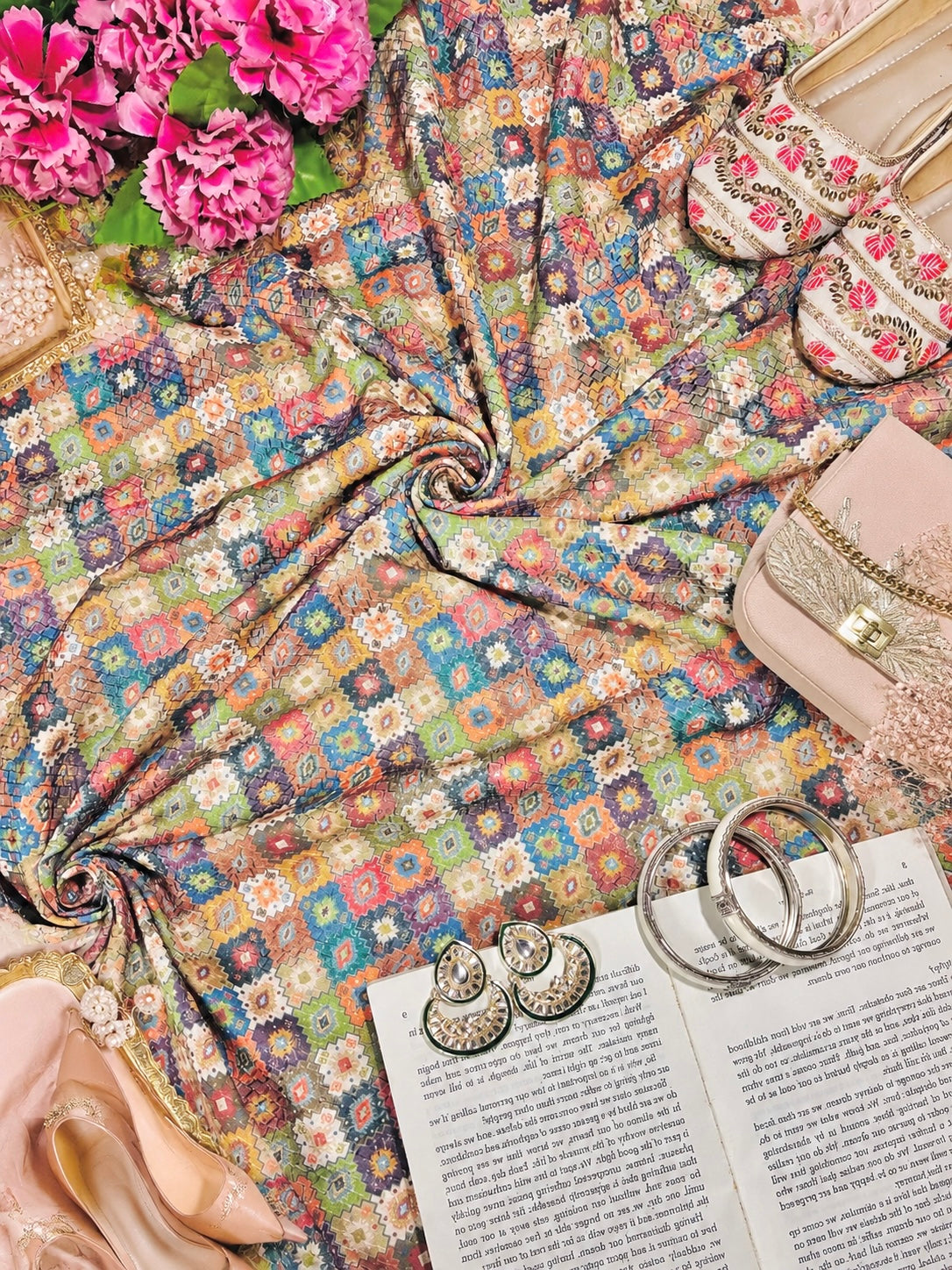 Premium Bohemian Multicolor Fabric Cut