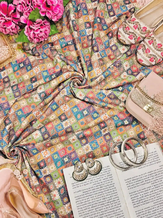 Premium Bohemian Multicolor Fabric Cut