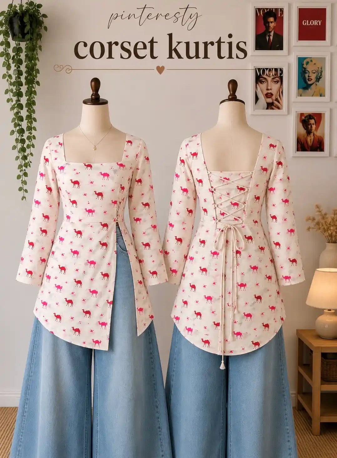 Pinteresty Camel Corset Kurti Top