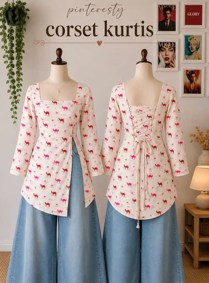 Pinteresty Camel Corset Kurti Top