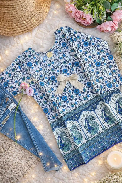Blue Peacock Budget Short Kurta