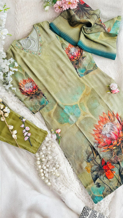 Meher Olive Banarasi Suit Set