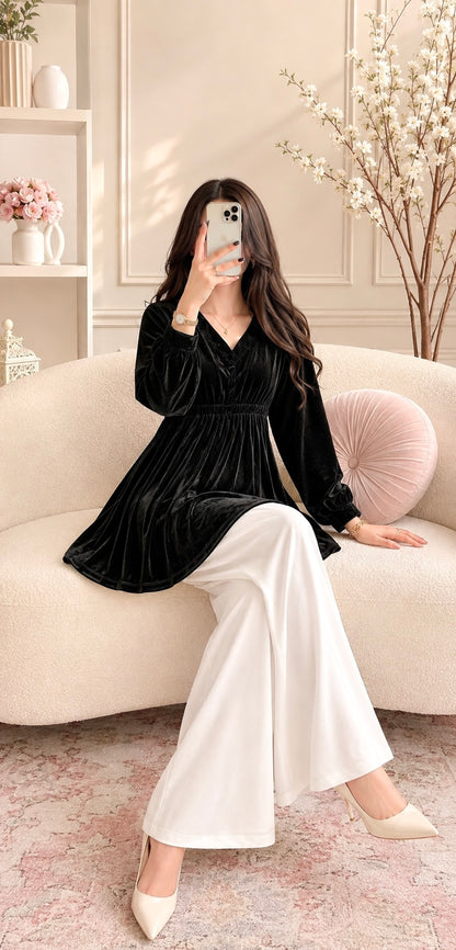 Black Velvet Empire Tunic Top