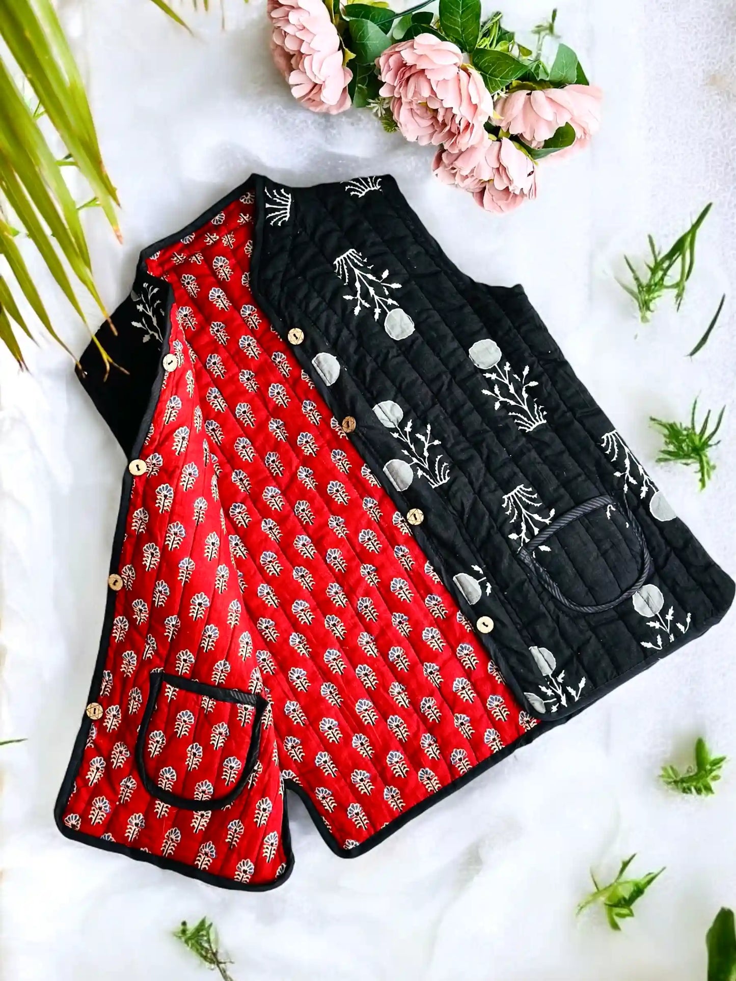Kids Reversibe Black Jaipuri Jacket