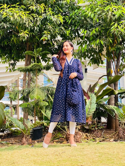 Stunning Blue Embroidered Gulnaz Nyra Kurta