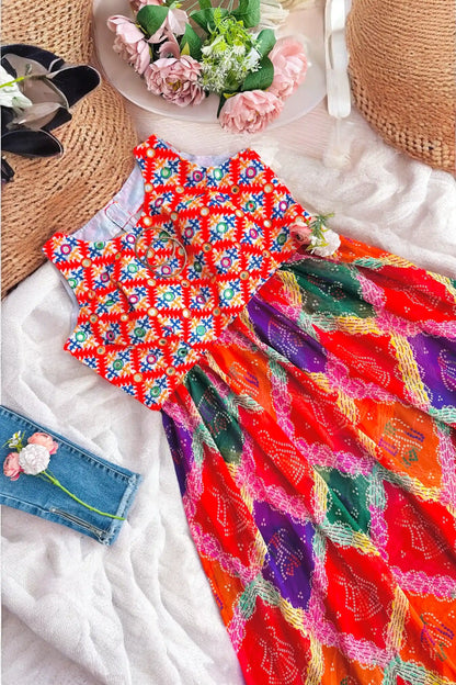 Gamti Bandhej Multicolor Gulnaz Kurta
