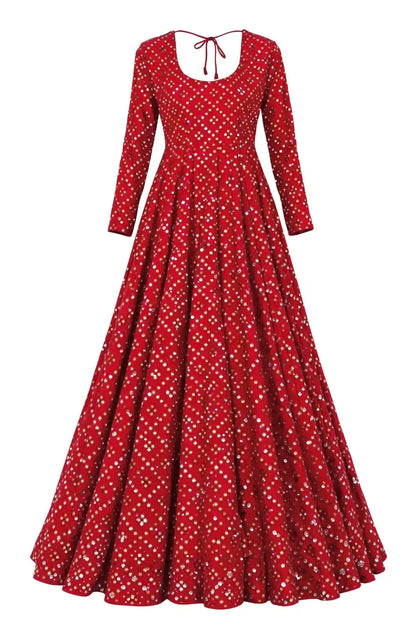 Rosewood Maroon Gulnaz Embroidered Anarkali