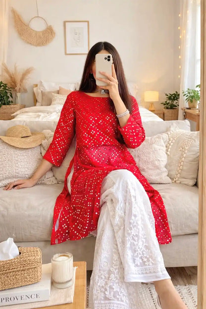 Rose Maroon Embroidered Gulnaz Kurta