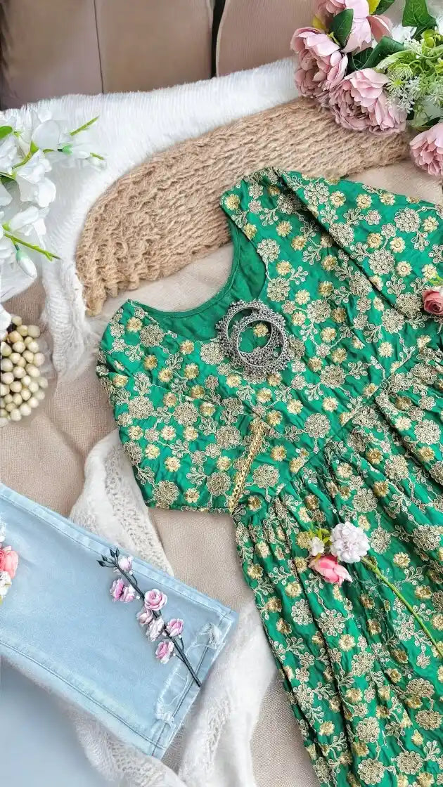 Emerald Bloom Brocade Peplum