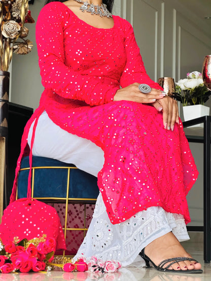 Prism Pink Mirror Gulnaz Kurta