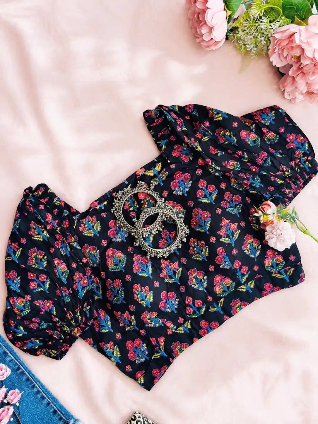 Black Puff Sleeve Blouse