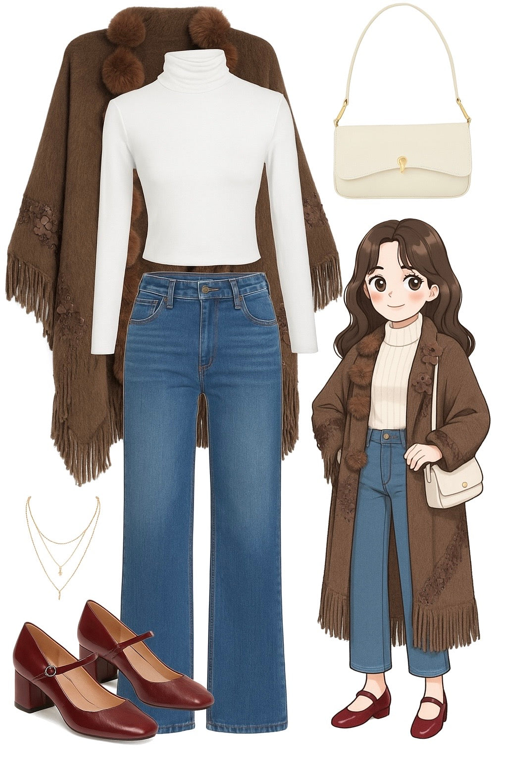 Chocolate Brown Fur Winter Cape