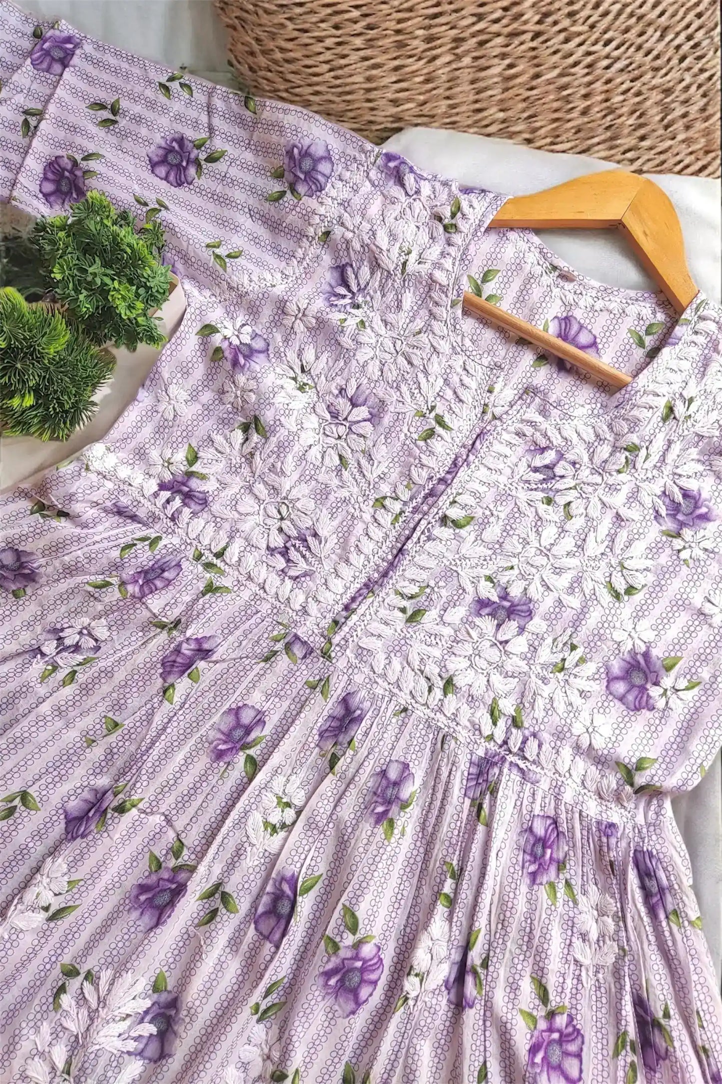 Blush Lilac Short Noor Chikan Top