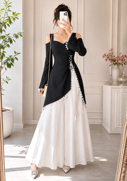 Black Sweetheart Neck Corset Kurti