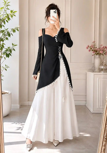 Black Sweetheart Neck Corset Kurti