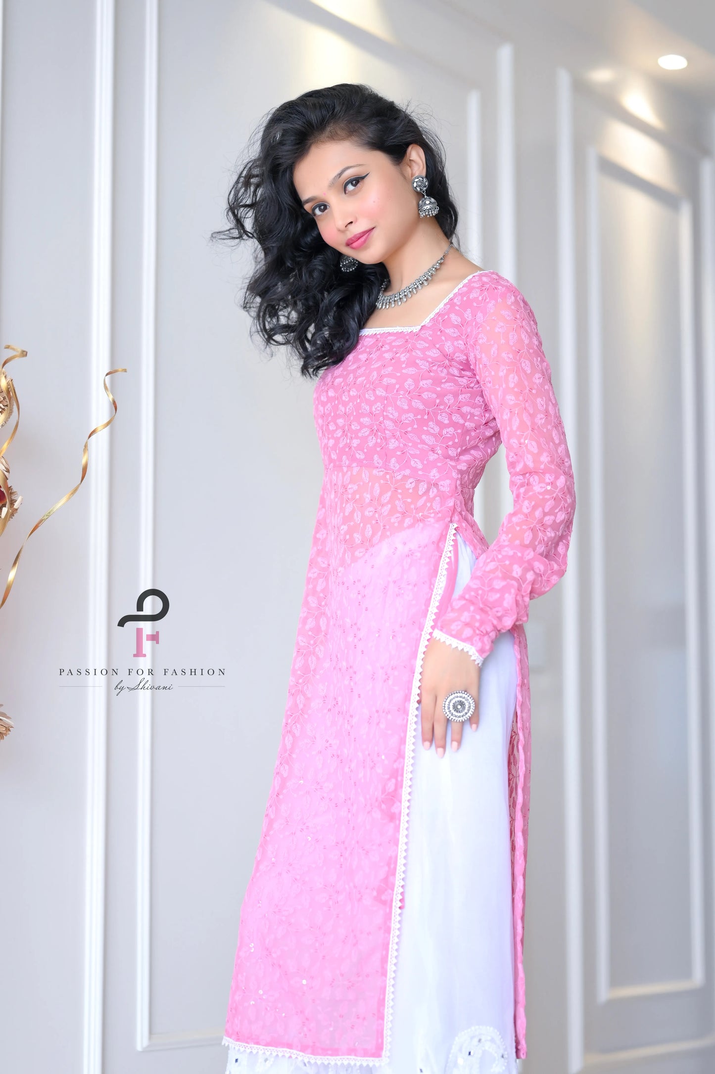 Rosebloom Peach Embroidered Gulnaz Kurta