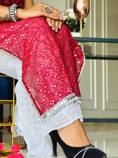 Designer Maroon Embellished Gulnaz Kurta