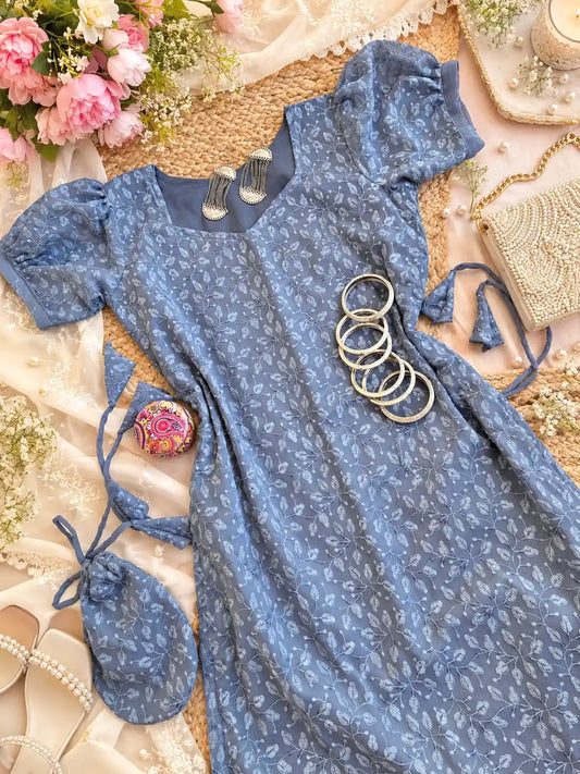 Grey Embroidered Gulnaz Designer Kurta