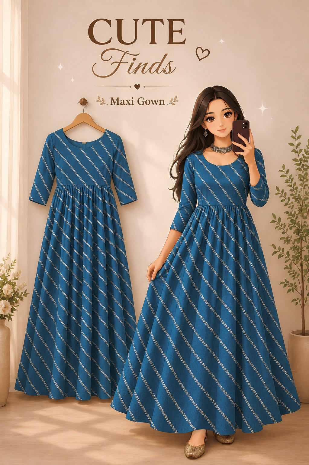 Zoya Blue Lehriya Maxi Gown