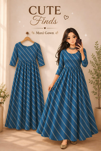 Zoya Blue Lehriya Maxi Gown