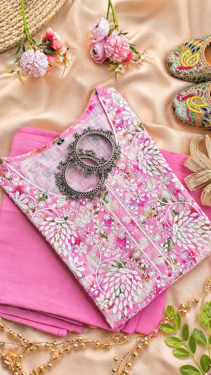 Pink Chikankari Meher Suit Set