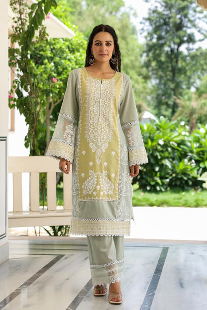 Pastoral Green Meher Embroidered Suit Set