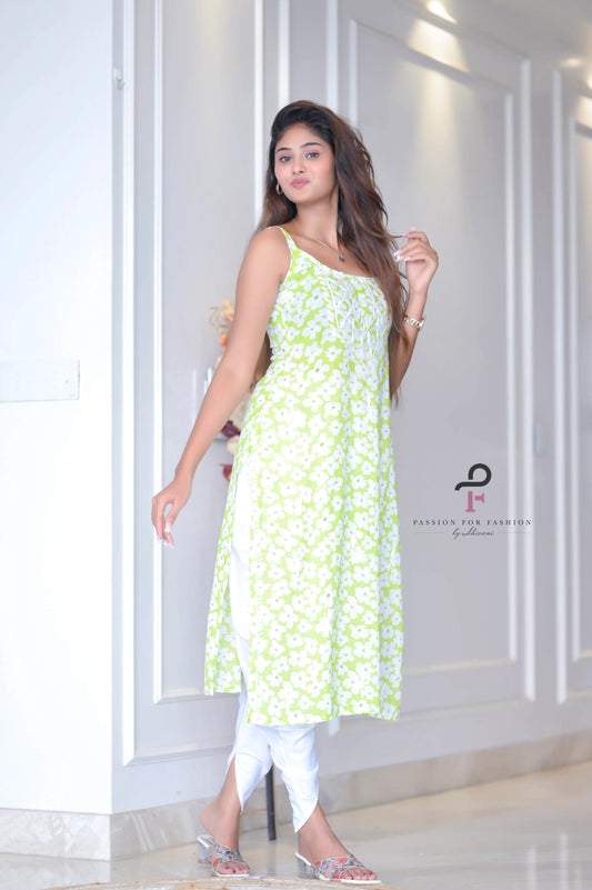 Blush Green Aliya Mul Slit Kurta