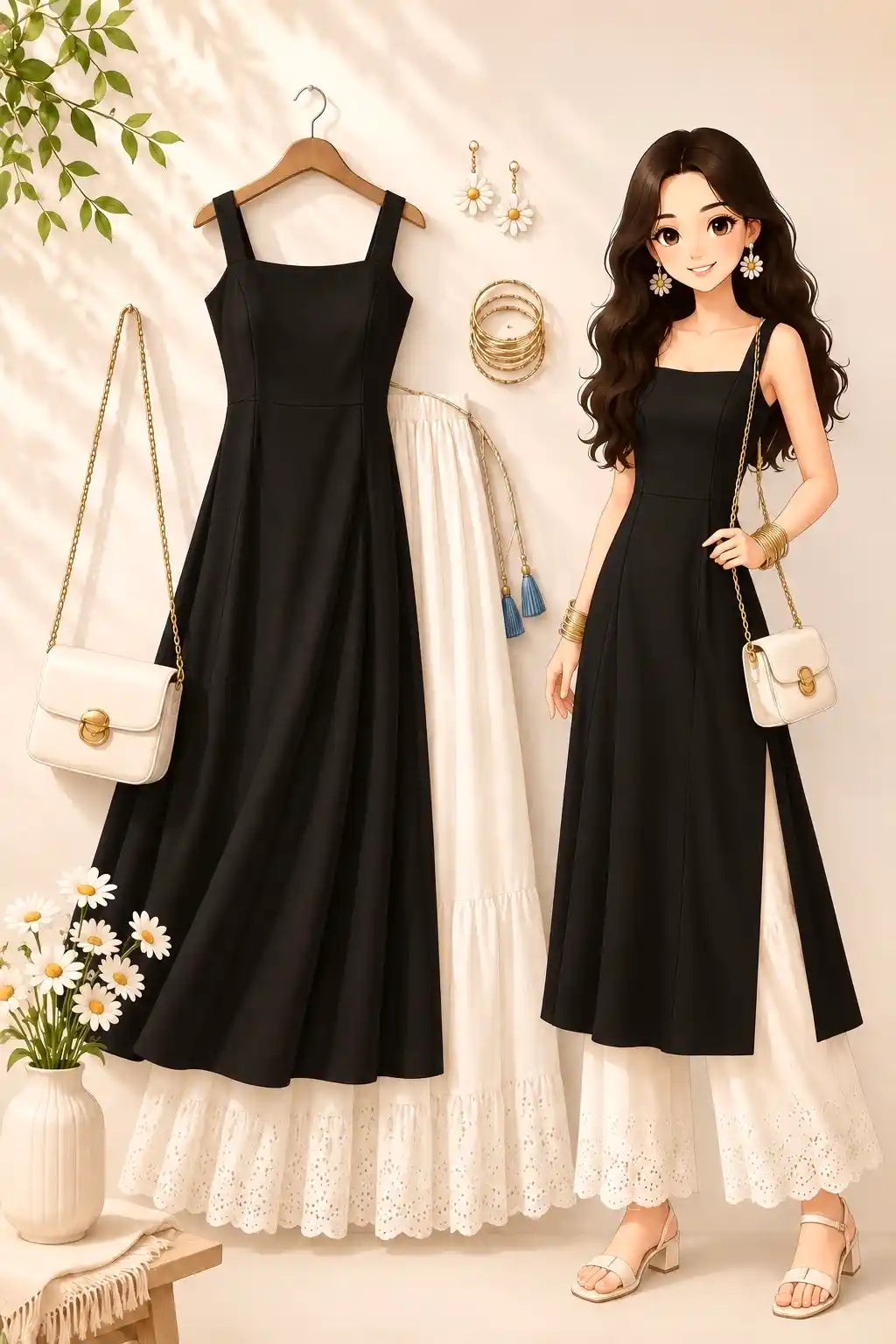 Royal Black Chic Gulnaz Kurta