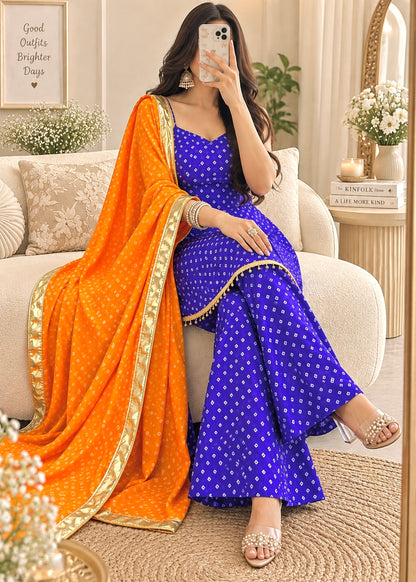 Purple Bandhej Gulnaz Meher Suit