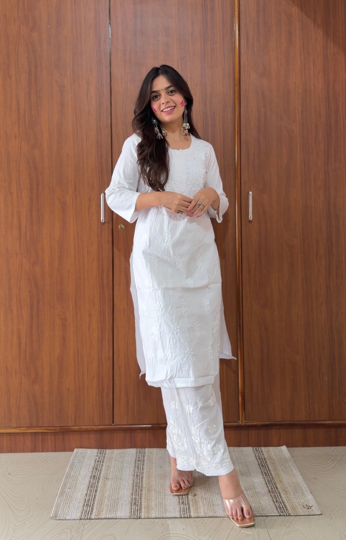 Soft White Chikan Embroidered Kurta