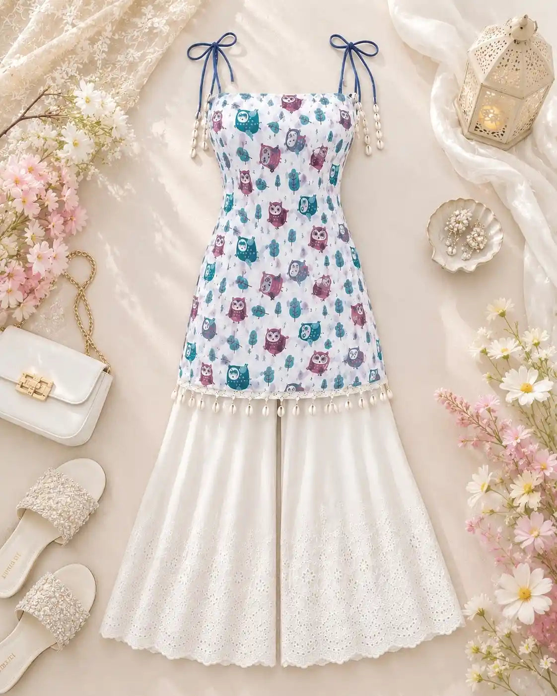 Designer Owl Print Short Kurti