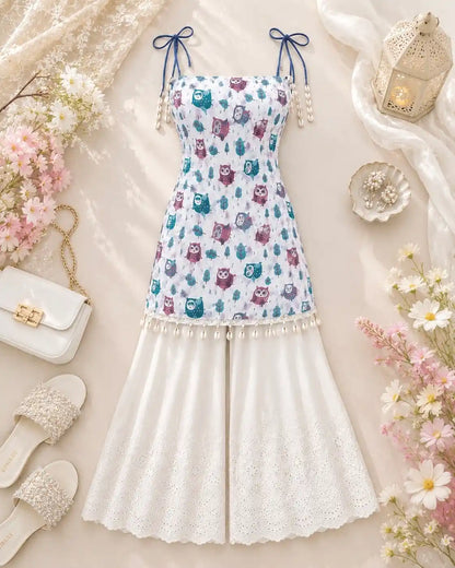 Designer Owl Print Short Kurti
