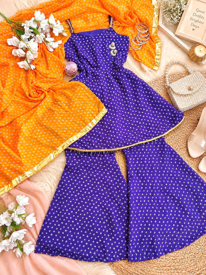 Purple Bandhej Gulnaz Meher Suit