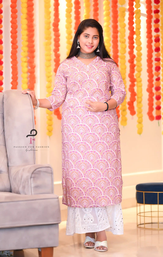 The Daisy Lilac Block Rangriti Budget Kurta