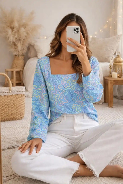 Blueberry Swirl Peplum Top
