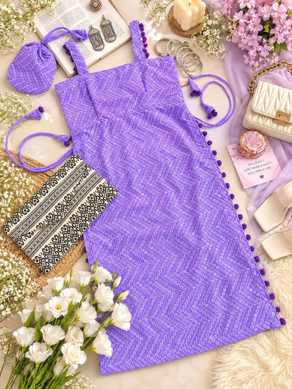 Embroidered Blush Lilac Gulnaz Kurta