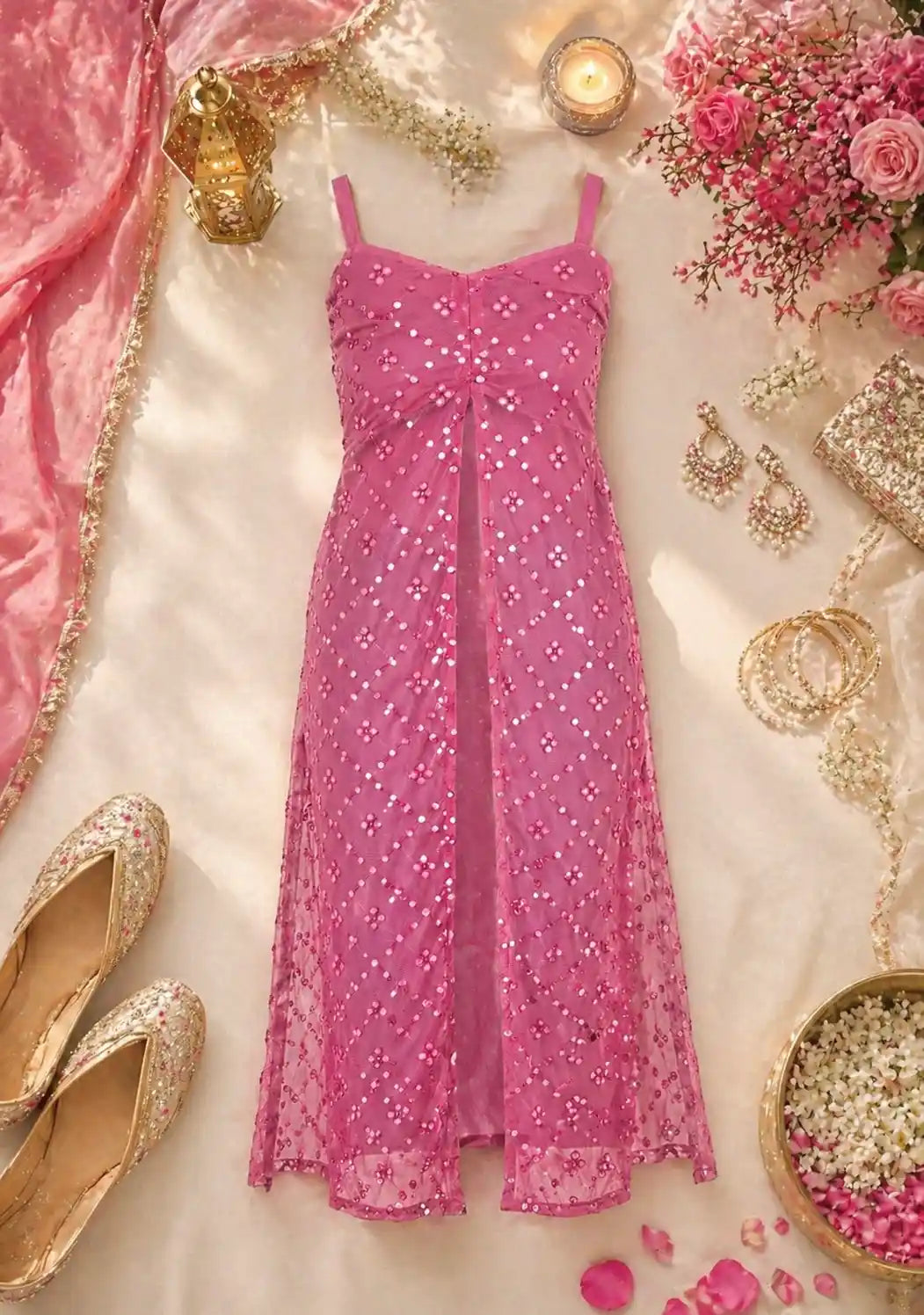 Peach Blush Mirror Gulnaz Kurta