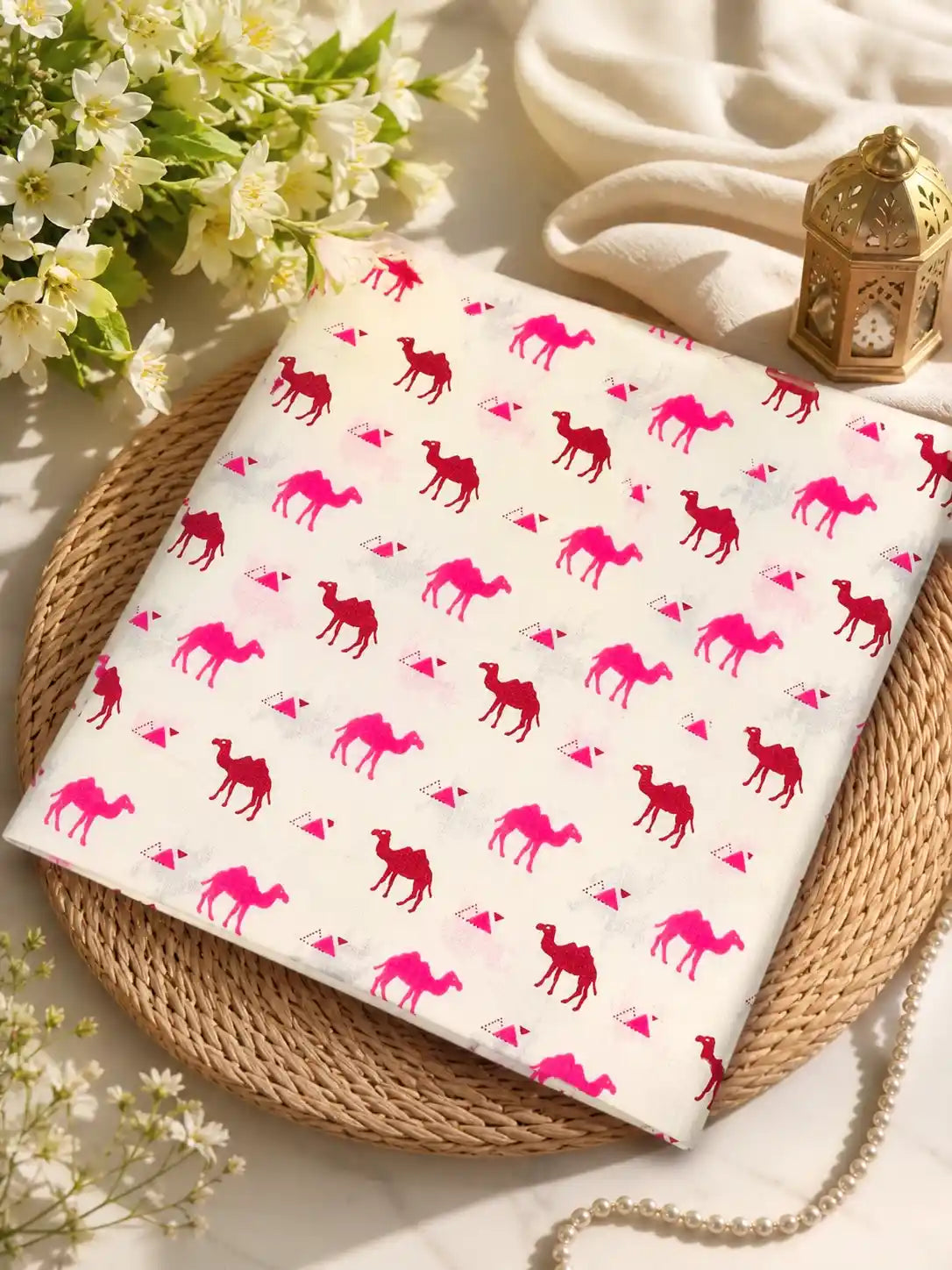 Cute Camel Print Cotton Fabric