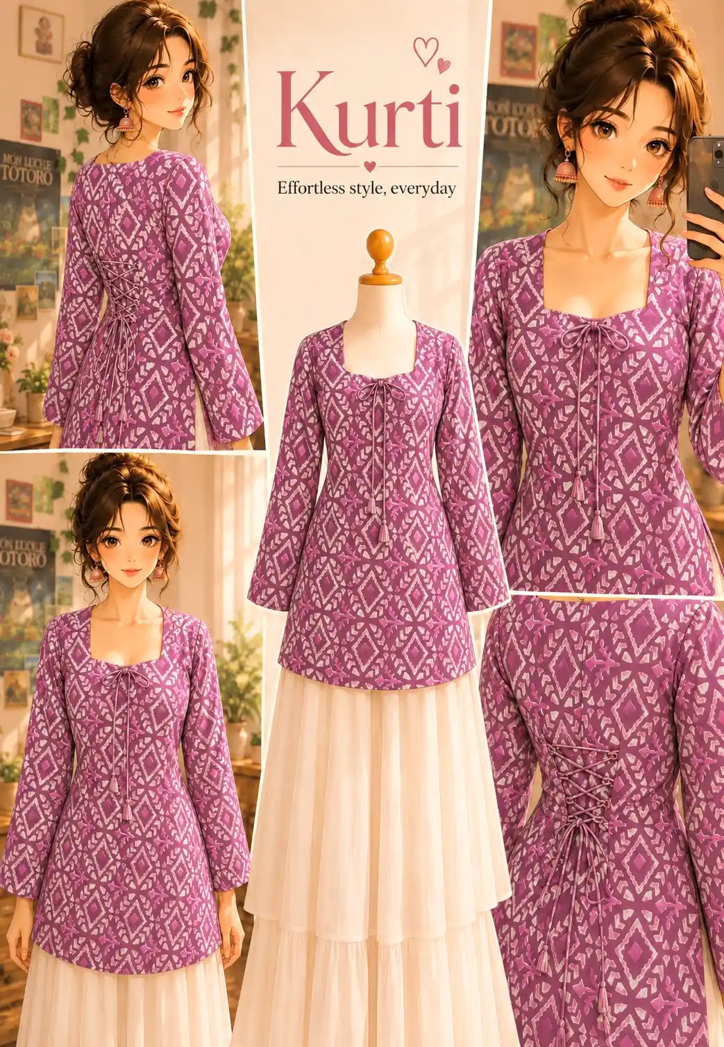 Pink Batique Gulnaz Short Kurta