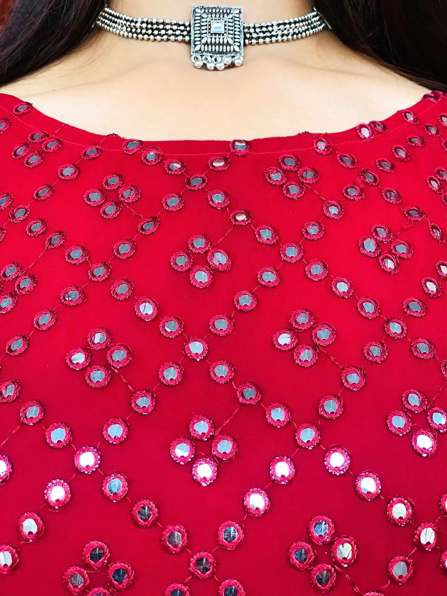 Rose Maroon Embroidered Gulnaz Kurta