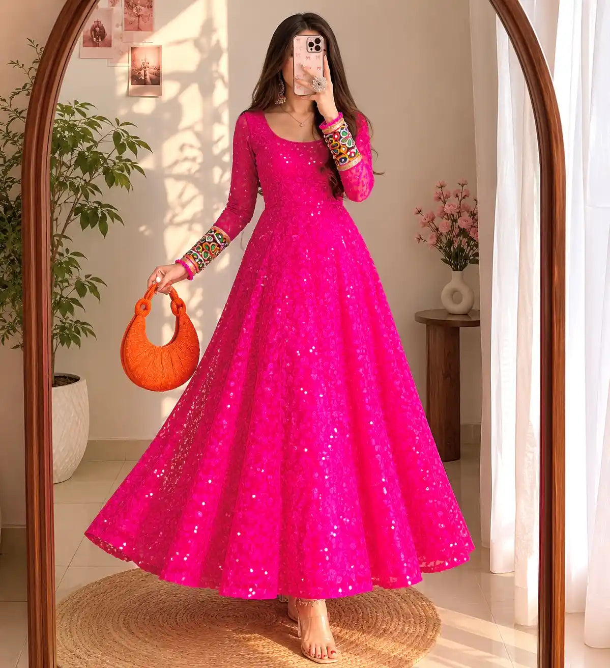 Rajvee's Hot Pink Gulnaz Anarkali
