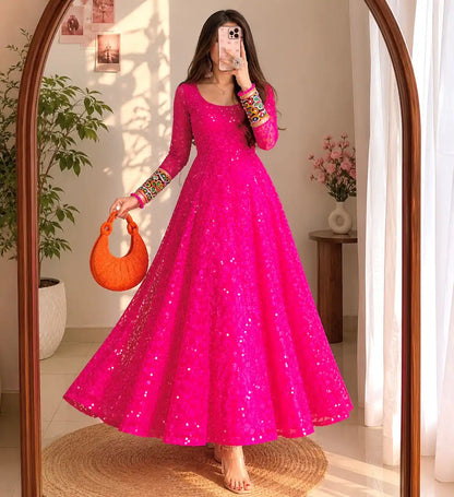 Rajvee's Hot Pink Gulnaz Anarkali