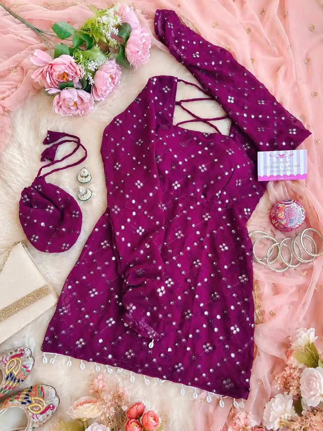 Vintage Wine Gulnaz Embroidered Kurta