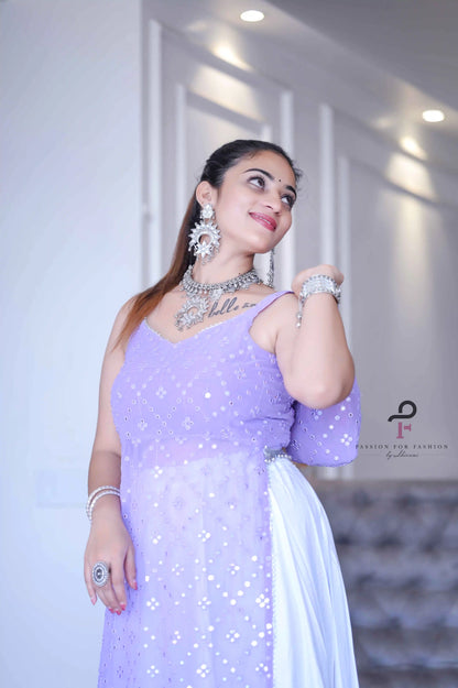 Dazzle Lilac Gulnaz Embroidered Kurta