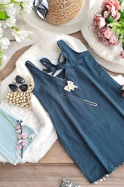 Midnight Stripes Short Kurta