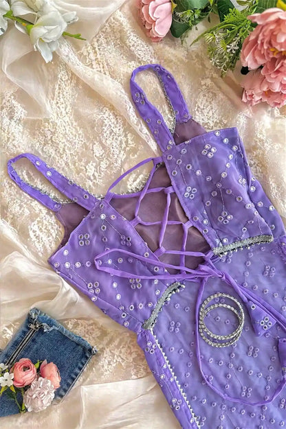 Dazzle Lilac Gulnaz Embroidered Kurta